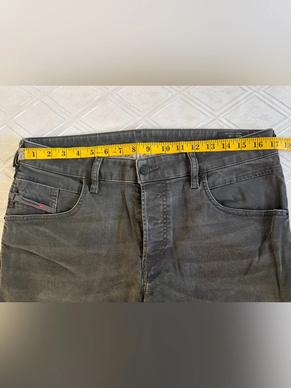 Diesel Men’s Slim Straight Jeans in Charcoal Gray